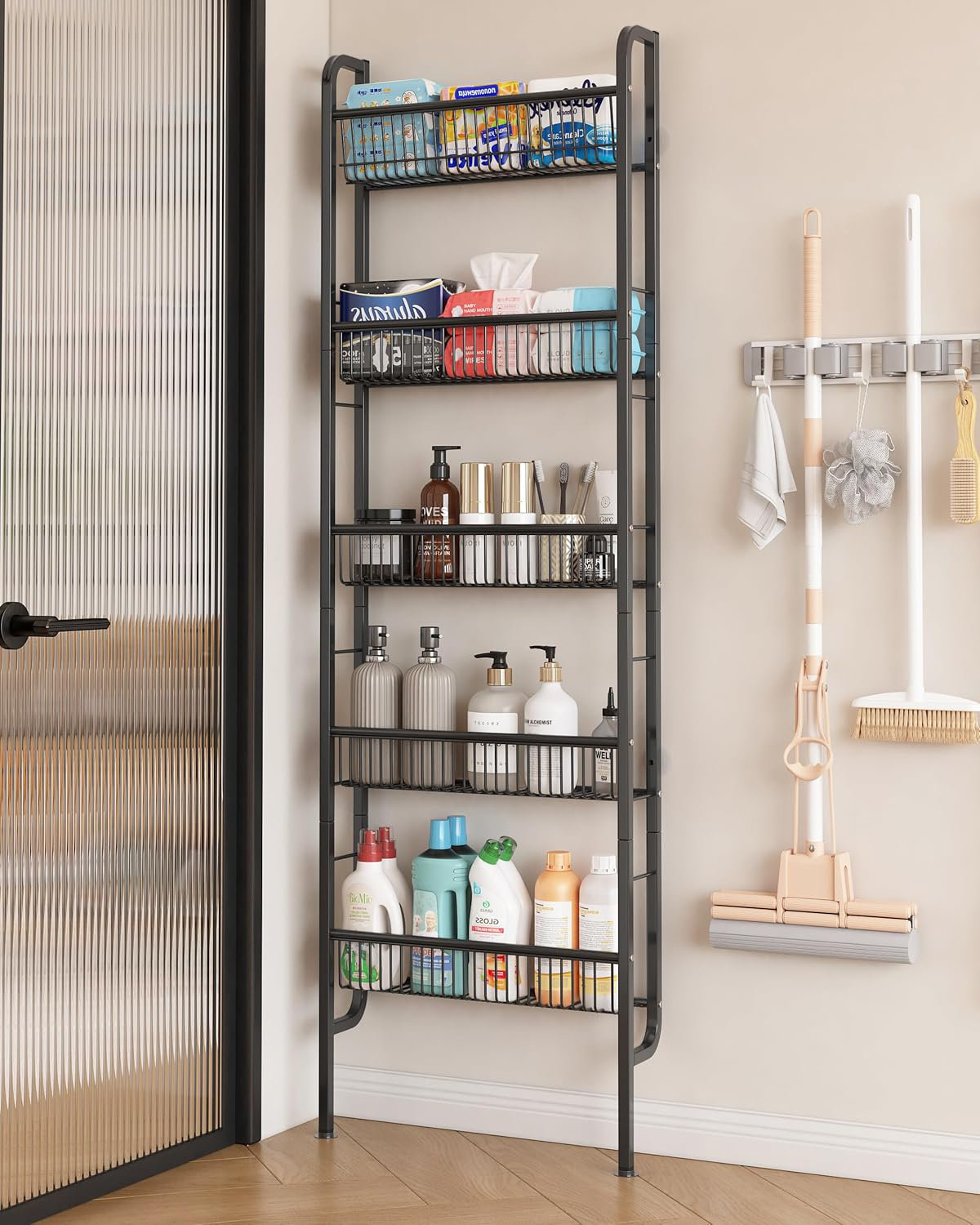 Rebrilliant Behind The Door Bathroom Shelf Narrow 5-Tier, Space